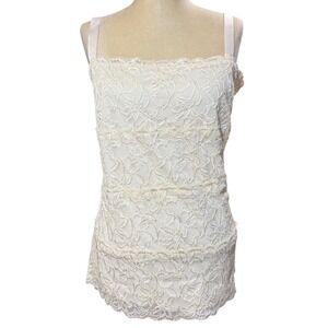 NWT Coldwater Creek 1X Lace Floral Corset Cami Ivory Romantic Coquette Bridal